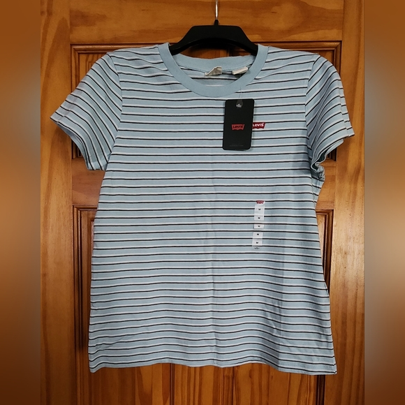 Levi's Shirt Women's Size Medium Blue with Stripes NWT - Picture 4 of 5